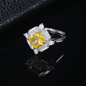 Inel elegant din cupru cu zirconiu cubic galben