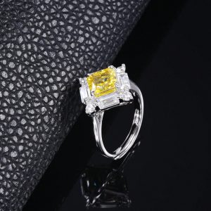 Inel elegant din cupru cu zirconiu cubic galben
