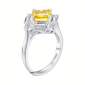 Inel elegant din cupru cu zirconiu cubic galben