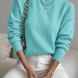 Pulover damă casual cu guler înalt